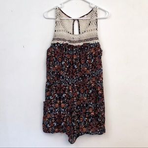 Xhilaration Blue Floral Romper - Size XL